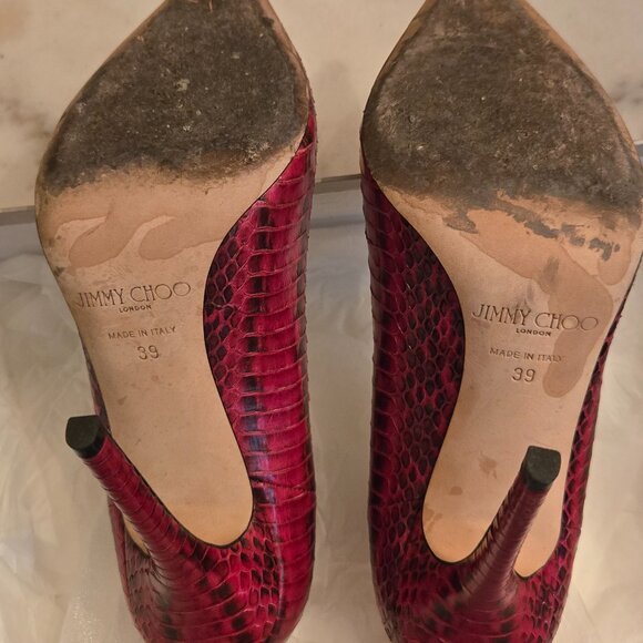 Jimmy Choo Anouk Red Snakeskin/Elaphe Pumps - Picture 6 of 12